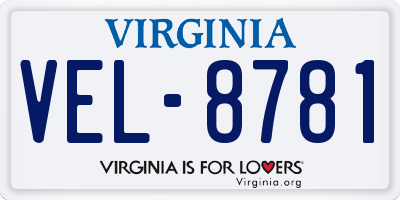 VA license plate VEL8781