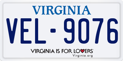 VA license plate VEL9076