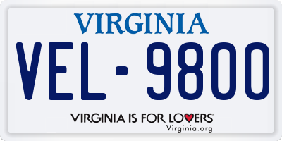VA license plate VEL9800