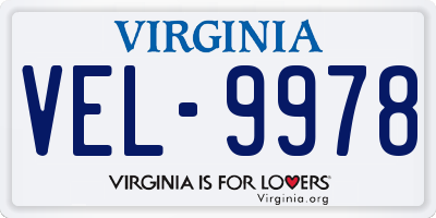 VA license plate VEL9978