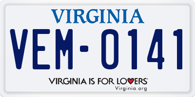 VA license plate VEM0141