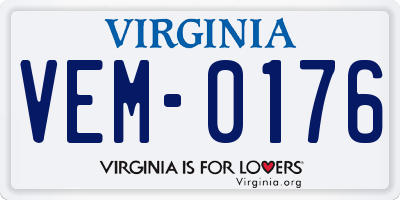 VA license plate VEM0176