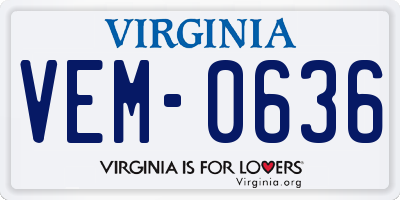 VA license plate VEM0636