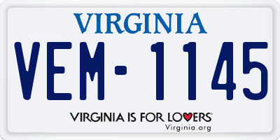 VA license plate VEM1145