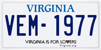 VA license plate VEM1977