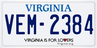 VA license plate VEM2384