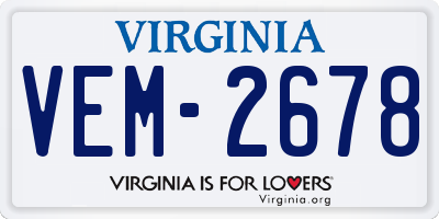 VA license plate VEM2678