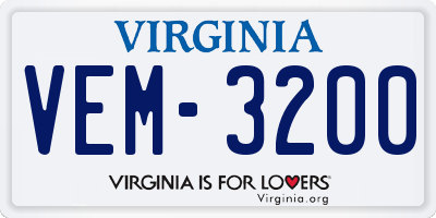 VA license plate VEM3200