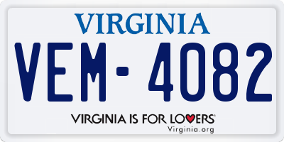VA license plate VEM4082
