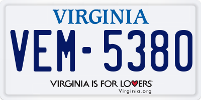 VA license plate VEM5380