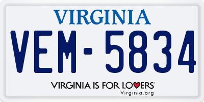 VA license plate VEM5834