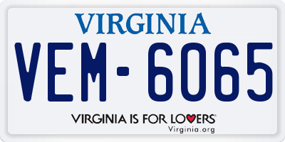 VA license plate VEM6065
