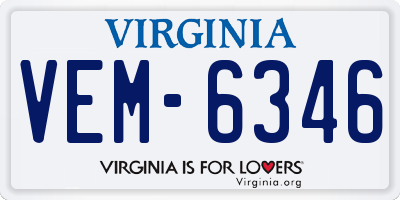 VA license plate VEM6346