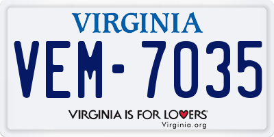 VA license plate VEM7035