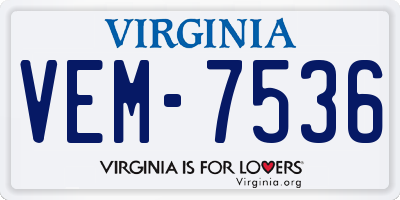 VA license plate VEM7536