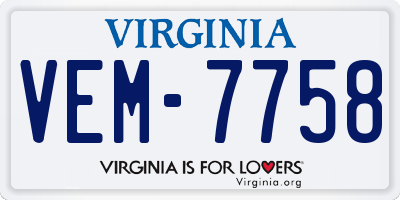 VA license plate VEM7758