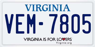 VA license plate VEM7805