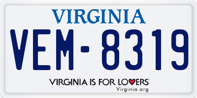 VA license plate VEM8319
