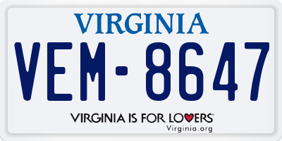VA license plate VEM8647