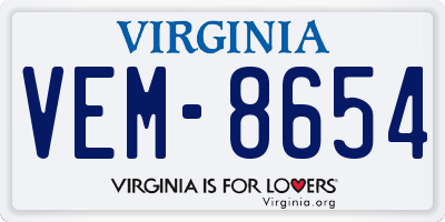VA license plate VEM8654