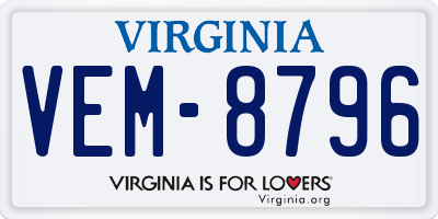 VA license plate VEM8796