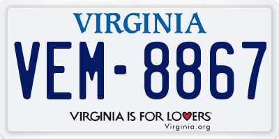 VA license plate VEM8867