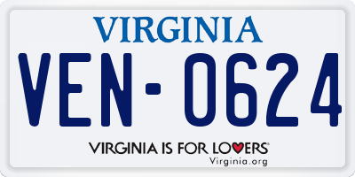 VA license plate VEN0624