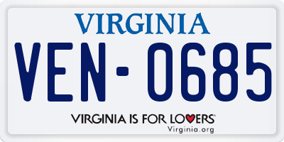 VA license plate VEN0685