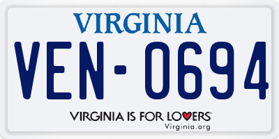 VA license plate VEN0694