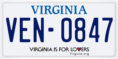 VA license plate VEN0847