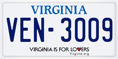 VA license plate VEN3009