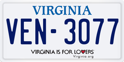 VA license plate VEN3077
