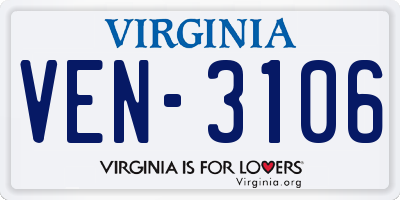 VA license plate VEN3106