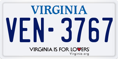 VA license plate VEN3767