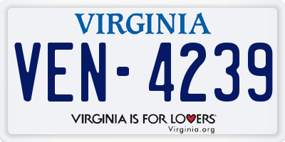 VA license plate VEN4239