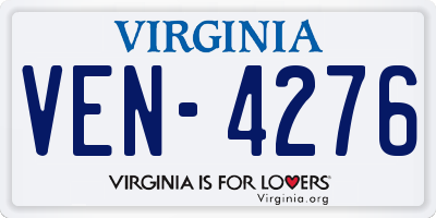 VA license plate VEN4276