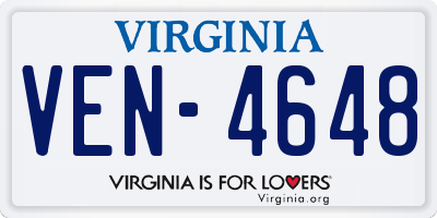 VA license plate VEN4648