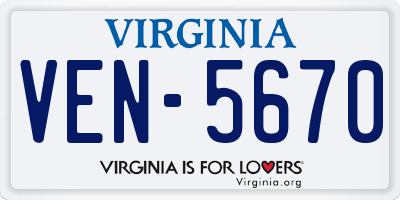 VA license plate VEN5670