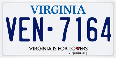 VA license plate VEN7164