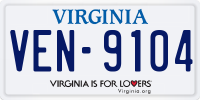 VA license plate VEN9104