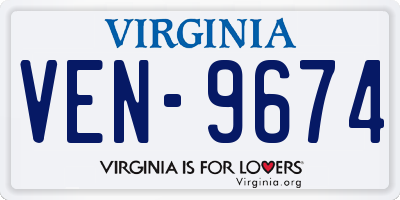 VA license plate VEN9674