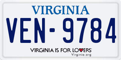 VA license plate VEN9784