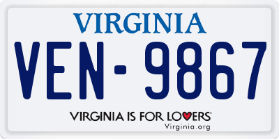 VA license plate VEN9867