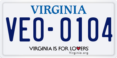 VA license plate VEO0104