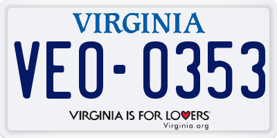 VA license plate VEO0353