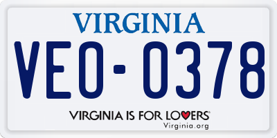 VA license plate VEO0378