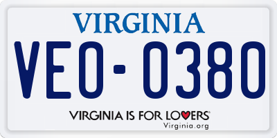 VA license plate VEO0380
