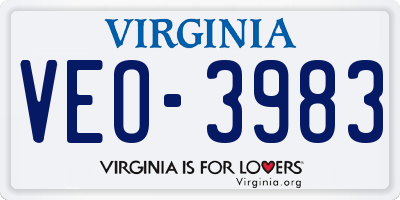 VA license plate VEO3983