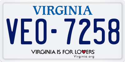 VA license plate VEO7258