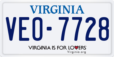 VA license plate VEO7728